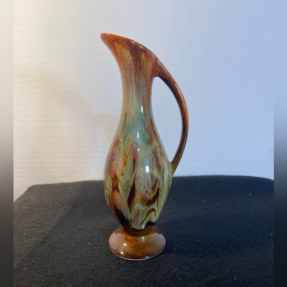 Vintage Dryden Ozark Frontier Pottery Brown Drip Glaze 7.5" Pitcher Vase